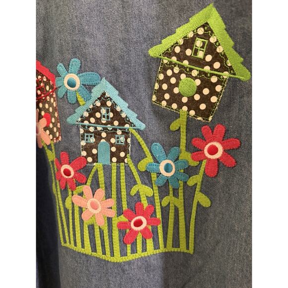 Lighthouse Apparel Flower Garden Spring Mixed Pattern Chambray Button Down XL - Picture 6 of 7